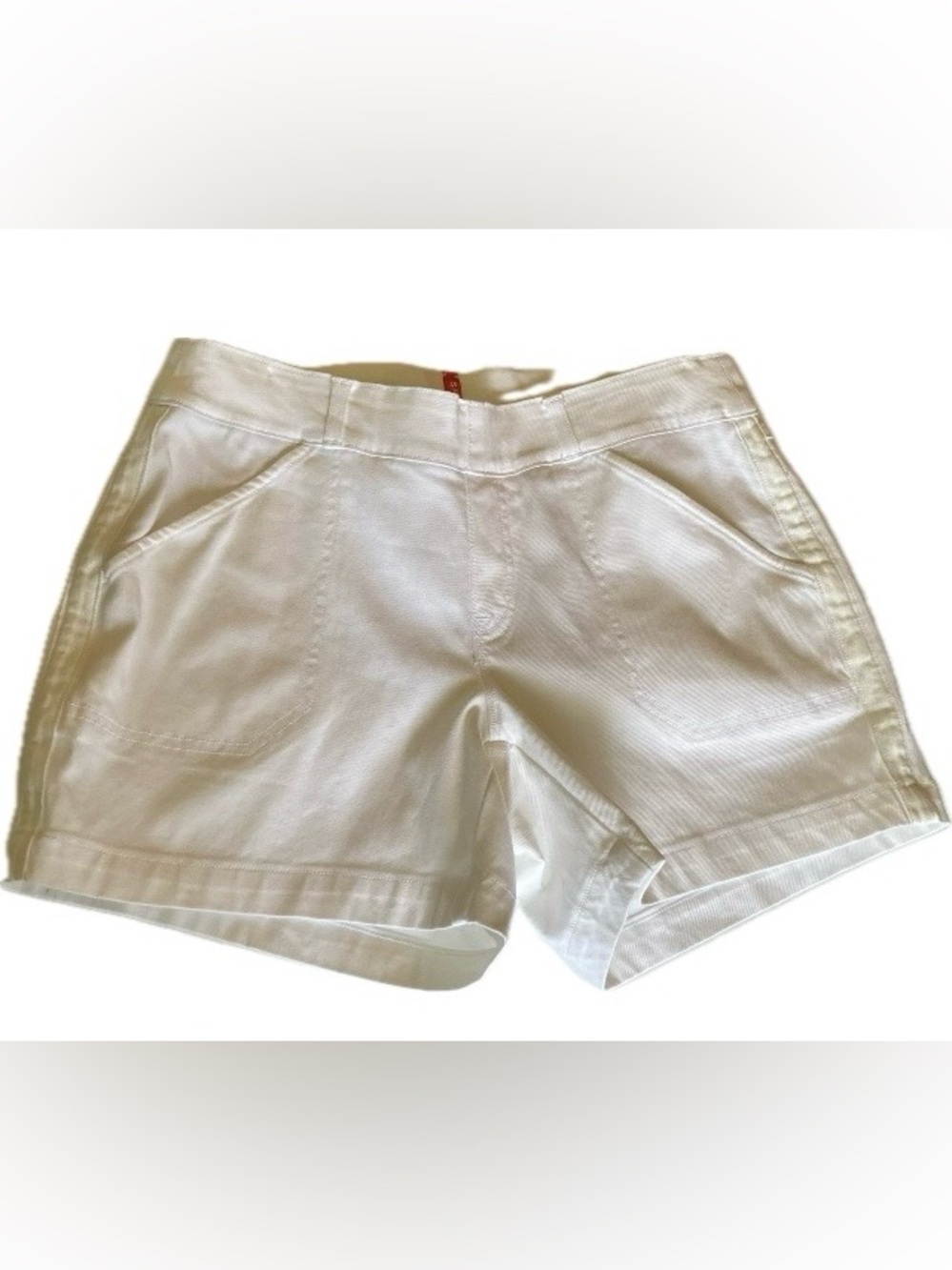 SPANX White High-Rise Casual Shorts Stretchy Side Stripe Pockets
5” Inseam